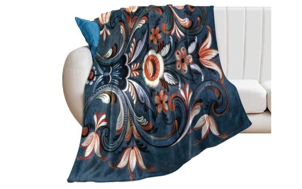 Patura pufoasa fleece model traditional norvegian 127x152 cm pentru canapea pat moale calduroasa