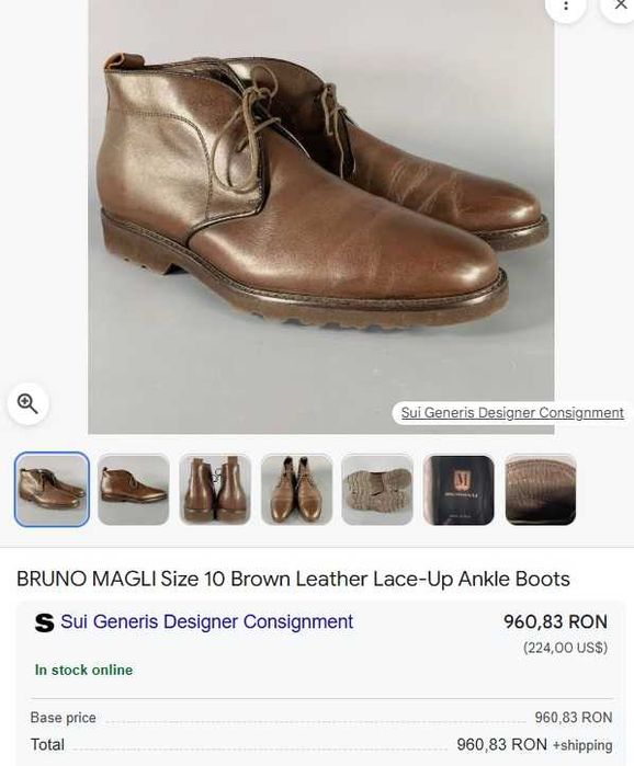 Ghete derby 45.5 46 chukka de lux Bruno Magli piele naturala moale
