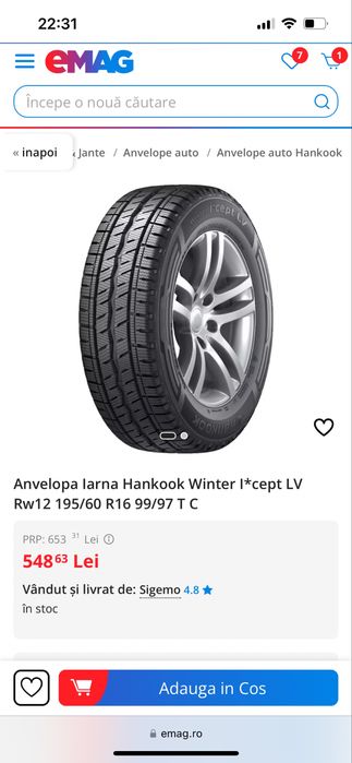 Vand roti R16 Volkswagen cu anvelope Hankook 195/60/R16C NOI