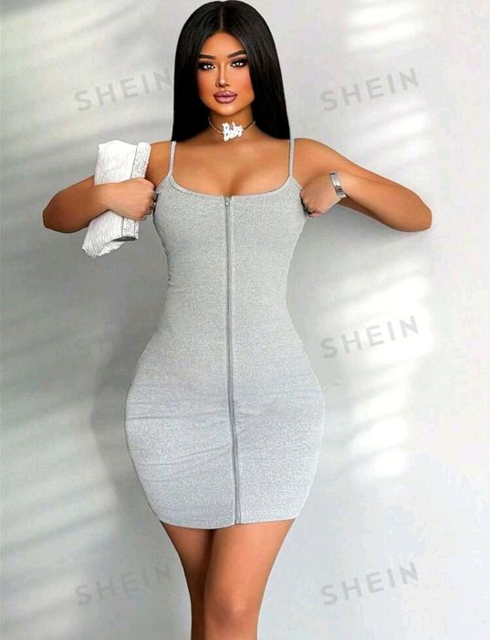 Rochie petrecere elegantă scurtă crem/gri+cadouri