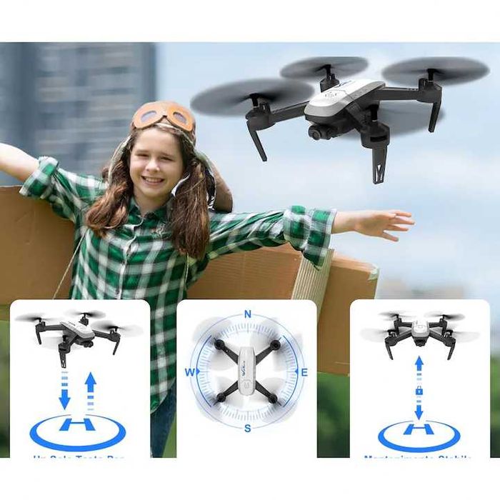 Drona Quadcopter Wipkviey T6 DETECTIVE cu camera 1080P + 3 acumulatori