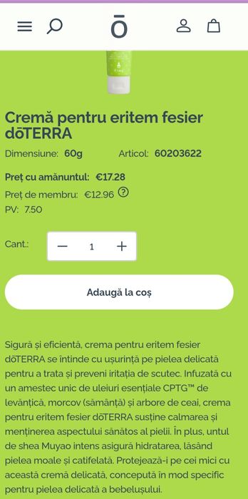 Crema Baby doTERRA - nouă, sigilată!