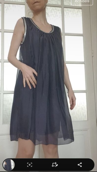 Rochie seara/cocktail bleumarin cerneală mătase