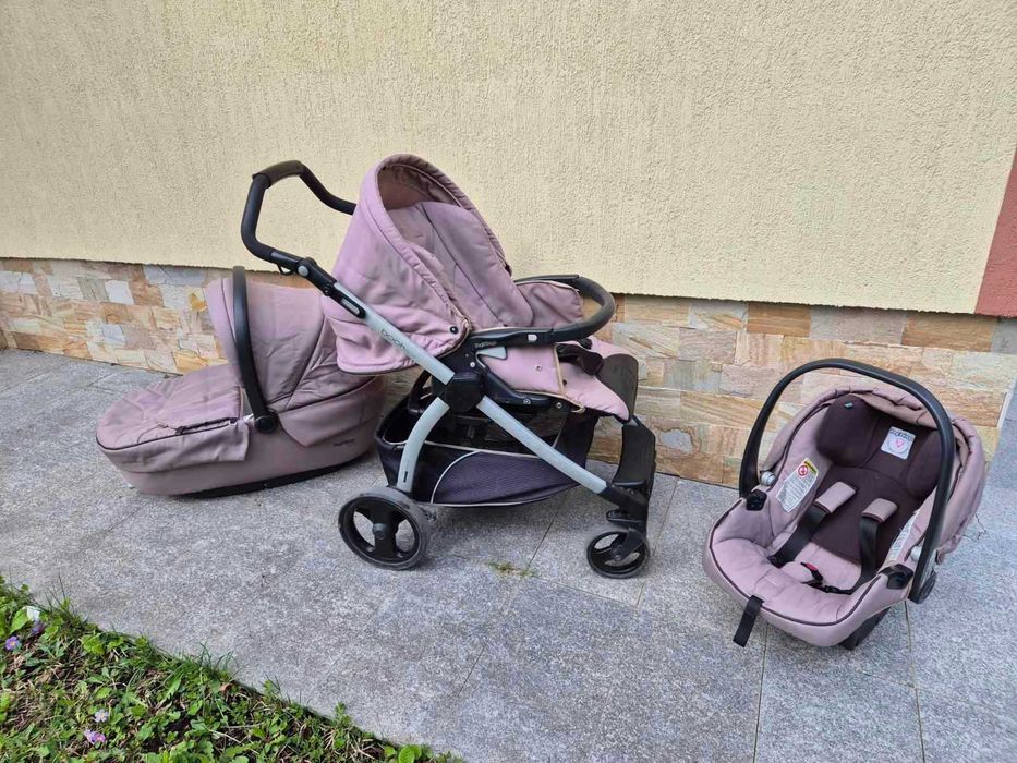 Детска количка Peg Perego комплект + колани за кола (кош новородено)