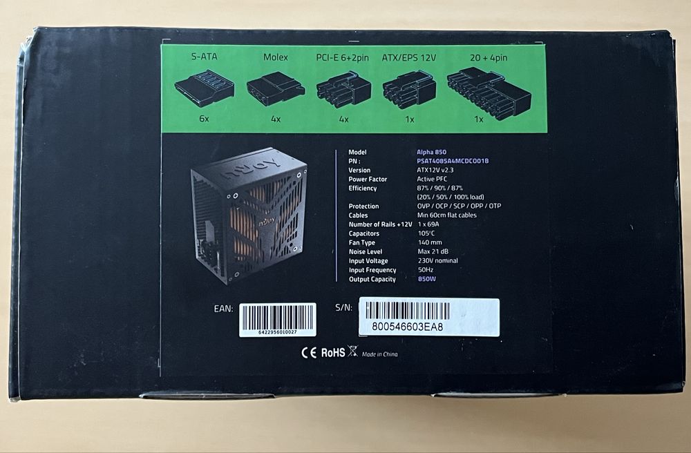 Sursa nJoy Alpha 850W, 80+ Gold