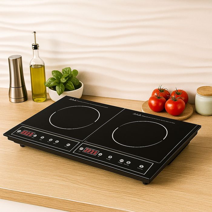 Двоен индукционен котлон Royalty Line RL-DIP4000.2 - 1400W+2000W, 80°C- 270°C, Кристална плоча, Таймер, LED