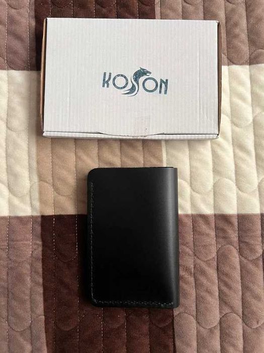 Portofel negru din piele naturala pentru talon si buletin