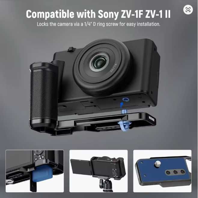 Grip L bracket NEEWER Sony ZV-1F ZV-1 II Metal grip piele filet 1/4"