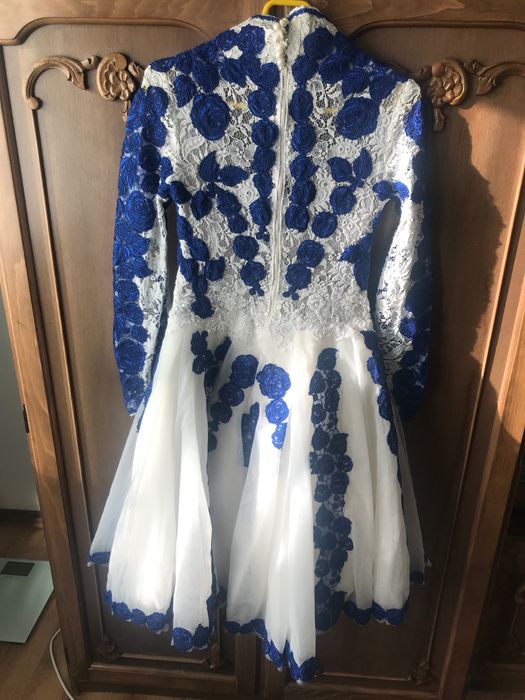 Rochie de ocazie alb cu albastru