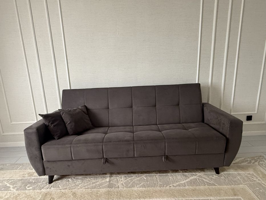 Раскладной диван, тёмно-серый