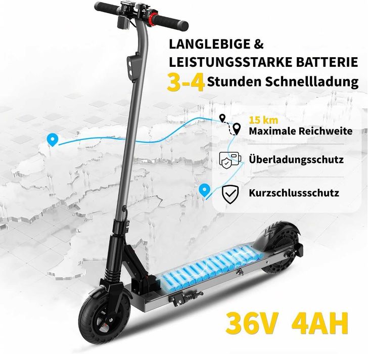 Trotinetă electrică QnQ, model 2026, pliabilă, cu roți de 8 inchi, motor de 500 W / 20 km/h