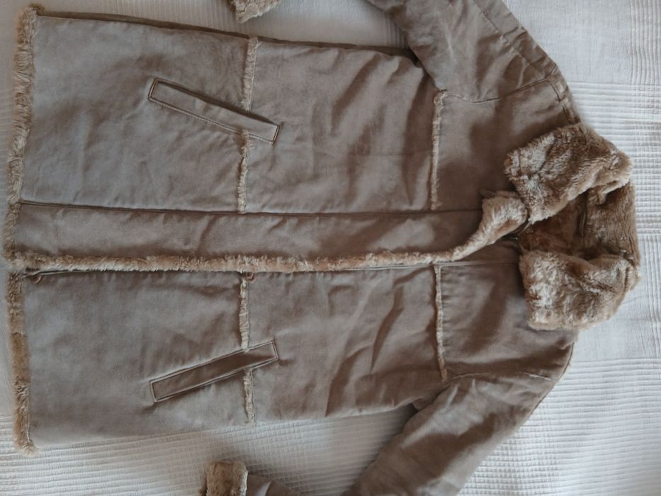 Y2k кожено sherpa палто