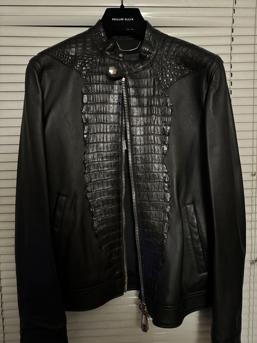 Philipp Plein Leather Bomber Shield кожа от кайман