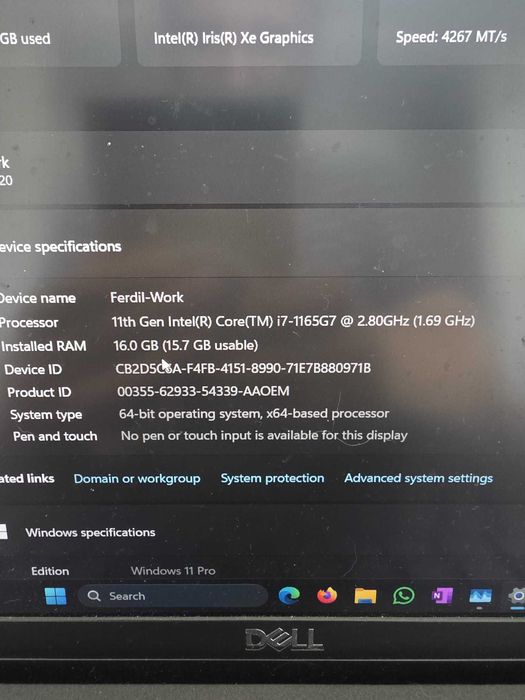 Laptop Dell 7420 I7 1165G 16GB RAM 512 SSD