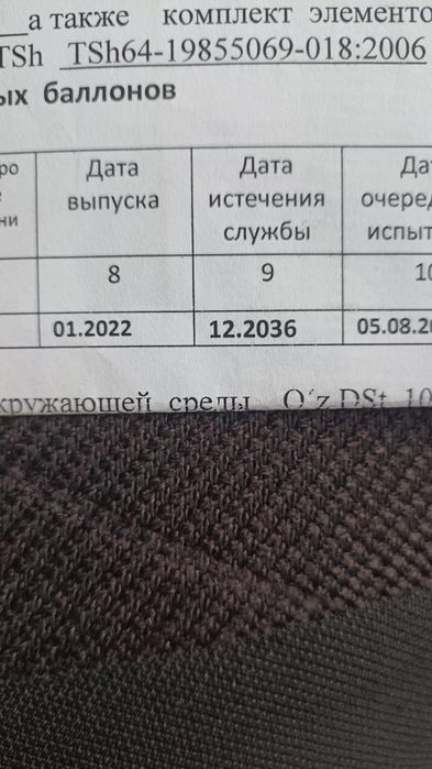 Gaz metan 65 litr 65 tali 2022 yil