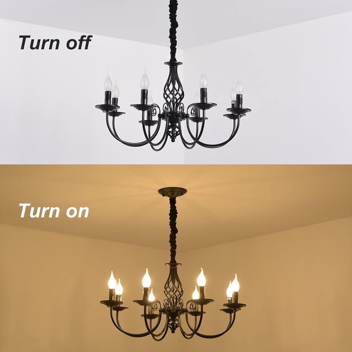 Полилей тип свещник 6 глави бял/бронзов винтидж