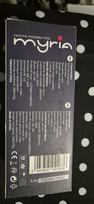 Boxă noua portabilă Myria albastră