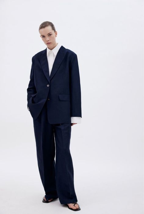 Ново дамско обемно ленено сако H&M