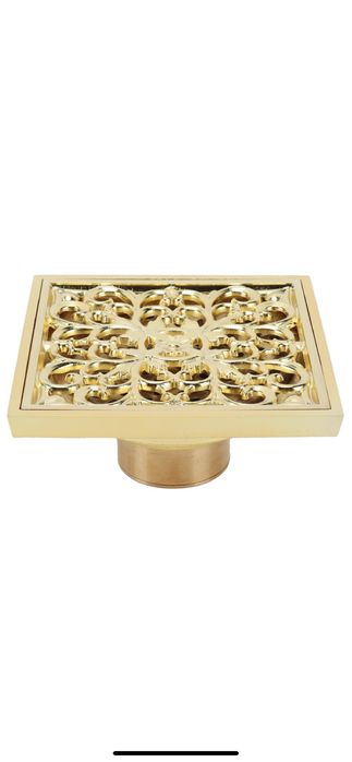 Sifon pardoseala ,bizaical, 10X10 cm ,Auriu