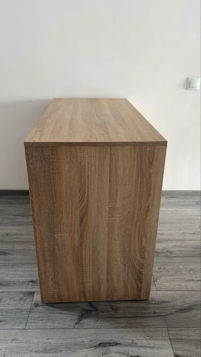 Birou modern din PAL, culoare bej deschis/lemn natur - ca nou