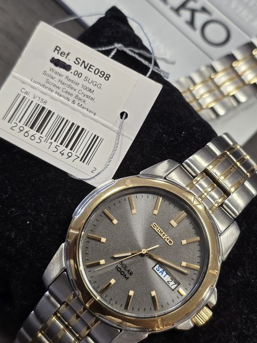 Seiko SNE098 Solar – ceas bărbătesc elegant, calitate japoneză, set complet