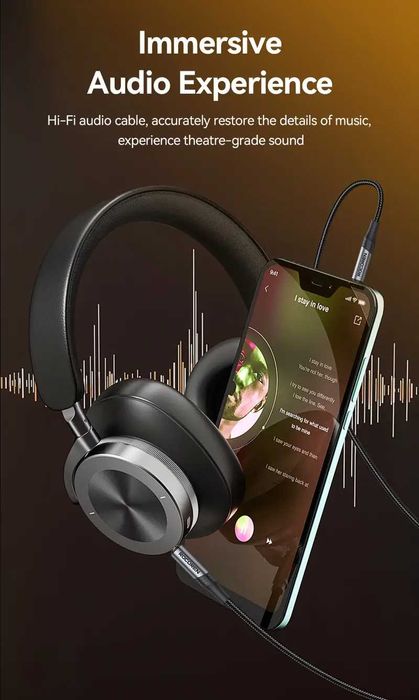 Премиум-Лукс 3.5мм Aux/Стерео Аудио Кабел(За професионален Hi-Fi Звук)