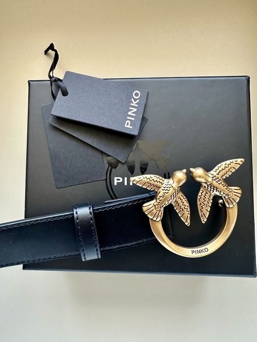 Чисто нова Чанта и колан Pinko Love Mini Icon в черен цвят