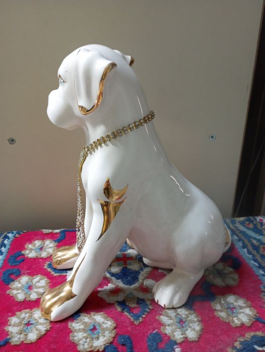 Статуэтка собака белая. Цепь Сваровски