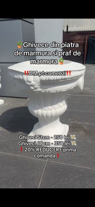 Vaza de flori din beton cu praf de marmura