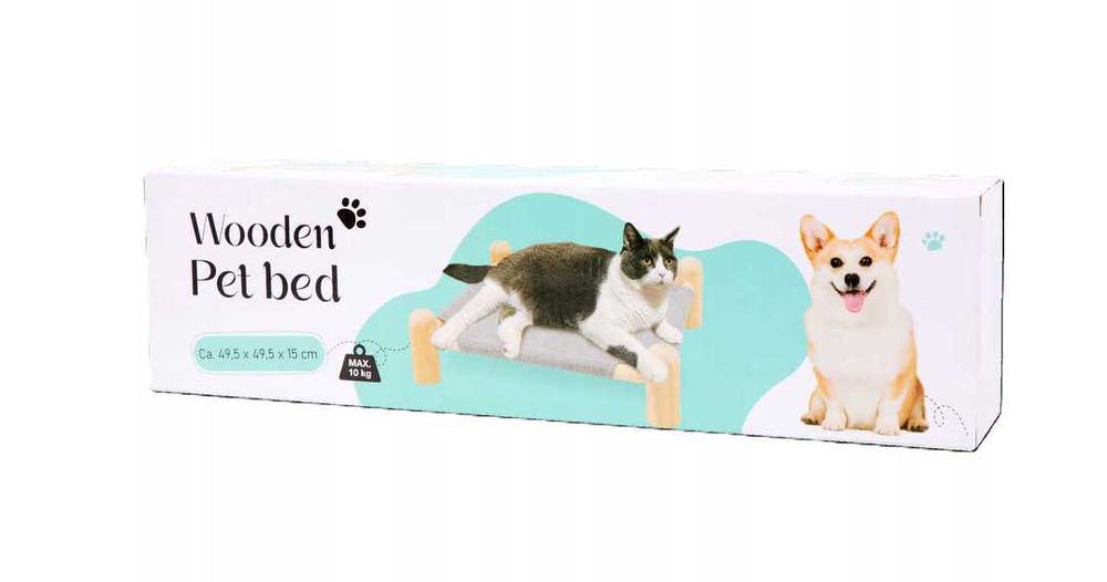 Дървено легло за кучета и котки 10 кг 49,5 x 49,5 x 15 см