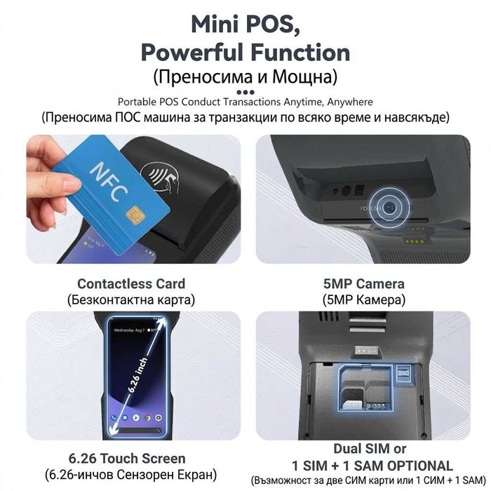 Професионален Android POS Терминал Z93 – 4G, NFC, Принтер и Скенер