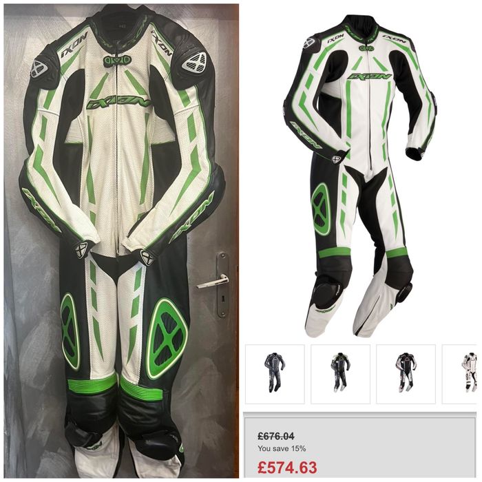 Кожен мото екип Ixon Pulsar Air Green-White-Black