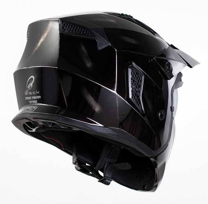 Casca moto NOUA Black Street Fighter cu mandibula detasabila