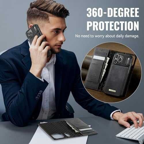 Нов iPhone 17 Pro Max PU кожен флип калъф карти RFID стойка кейс Айфон