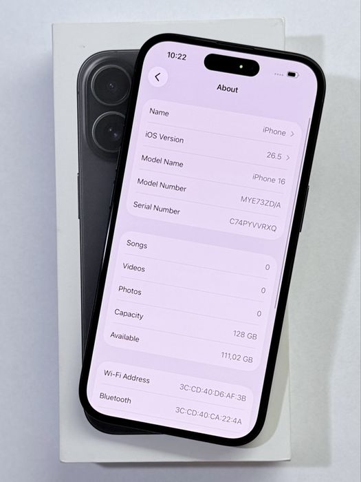 iPhone 16 Black 100% battery
