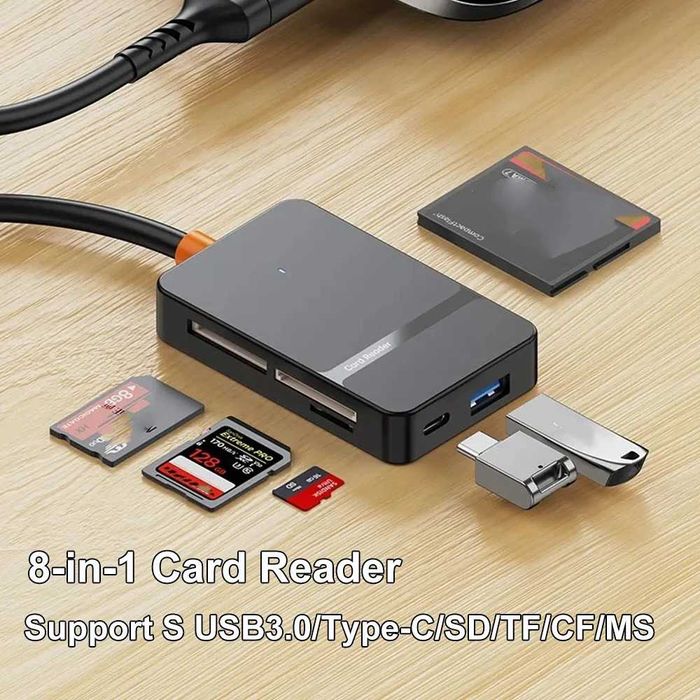 Cititor 8in1 card reader USB / USB-C carduri micro SD SD CF MS Pro Duo
