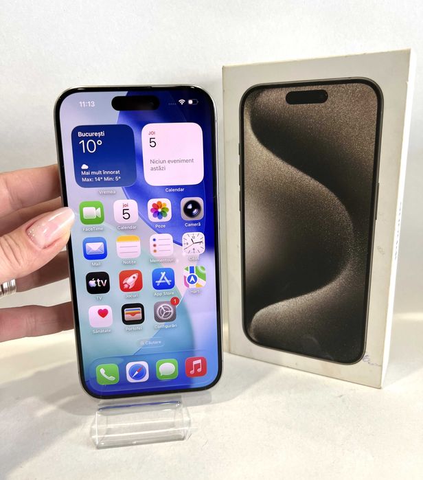 iPhone 15 Pro, 128GB,  Natural Titanium, impecabil!