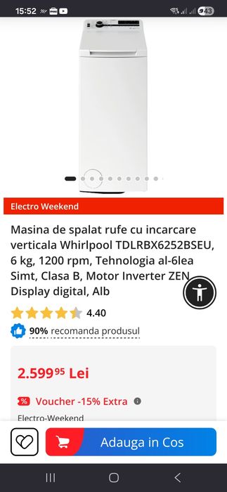 Masina de spălat verticala Whirpool  6,5 kg NOUA!
