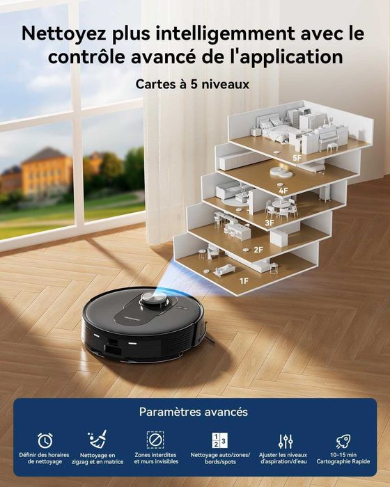 Робот прахосмукачка Proscenic Q8 Max база самопочистване LiDAR 4200Pa