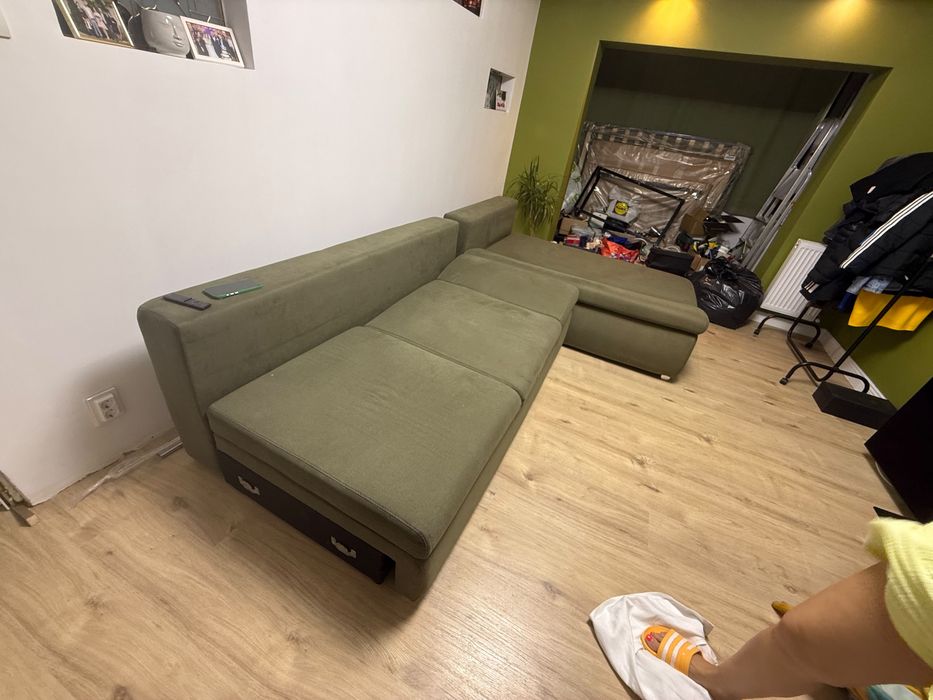 Vand canapea coltar extensibil cu lada depozitare