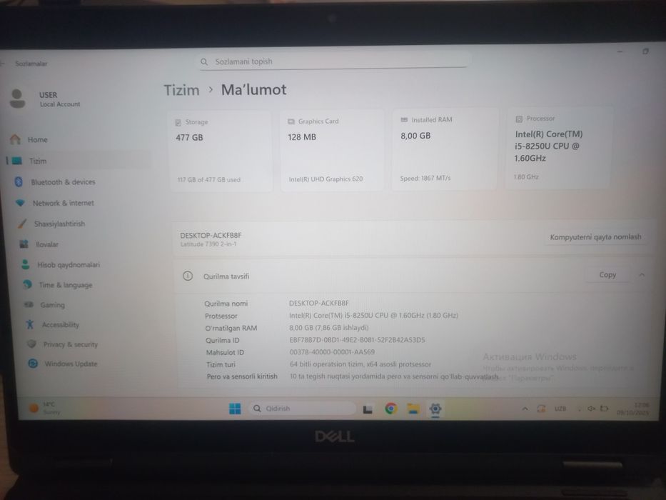 Laptop noutbuk kafolati bilan