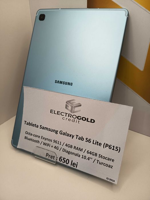 Samsung Tab S6 lite 4GB RAM/64GB/Turcoaz/Wifi + 4G/Produs impecabil!