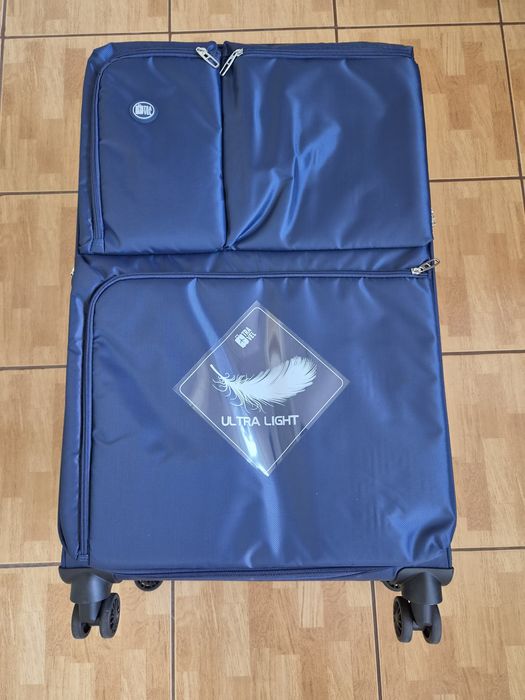 Valiza Troler Albastra cu Buzunare Exterioare 87L