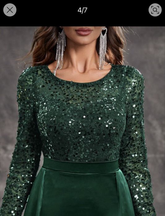 Официална тъмно целена рокля