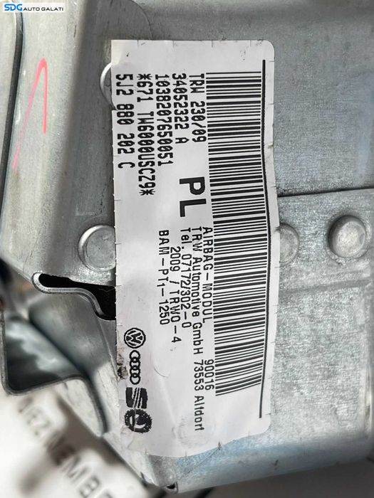 Airbag Pasager Skoda Roomster 2006 - 2015 Cod 5J2880202C