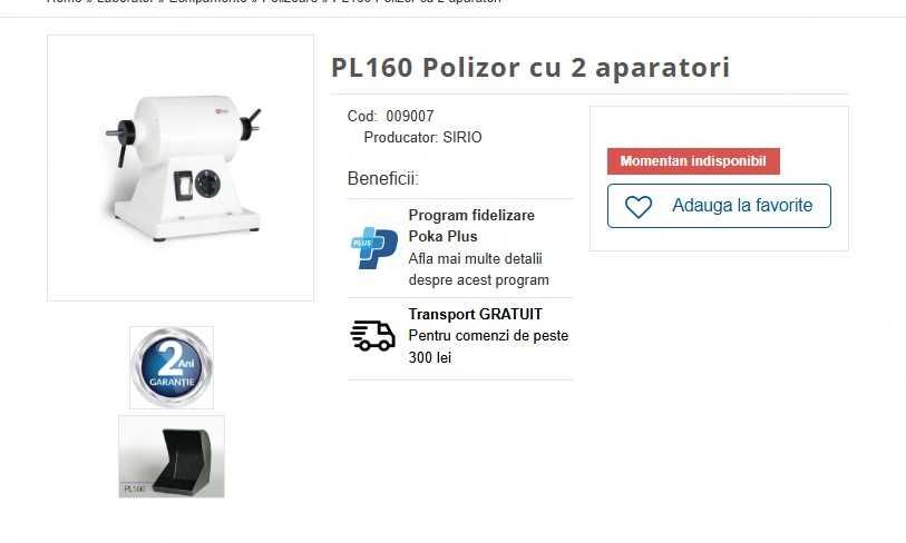 Motor lustruit PL160 Polizor cu 2 aparatori tehnica dentara