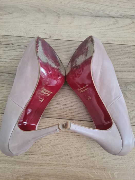 Pantofi piele naturala culoare liliac cu toc și decupaj