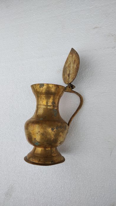 Ulcior din alamă cu capac 12 cm x 6 cm   Art Nouveau