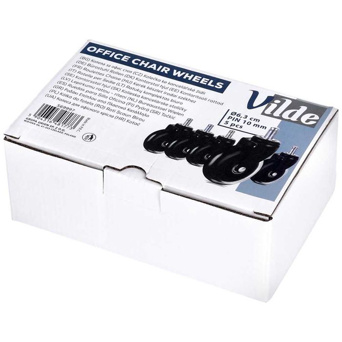 Комплект от 5 колелца за офис столове за твърд под 6.3 cm-10 mm