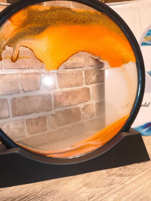 decor birou aoderun – clepsidră 3d cu nisip, 28 cm, portocaliu